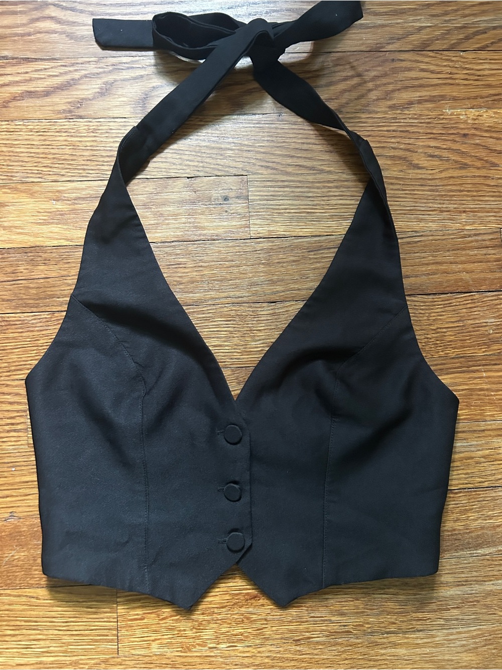 Hello Molly Black Halter Crop Vest